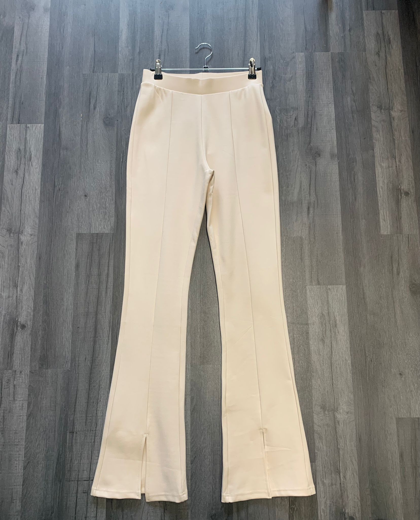High waist ankle slit flare trousers