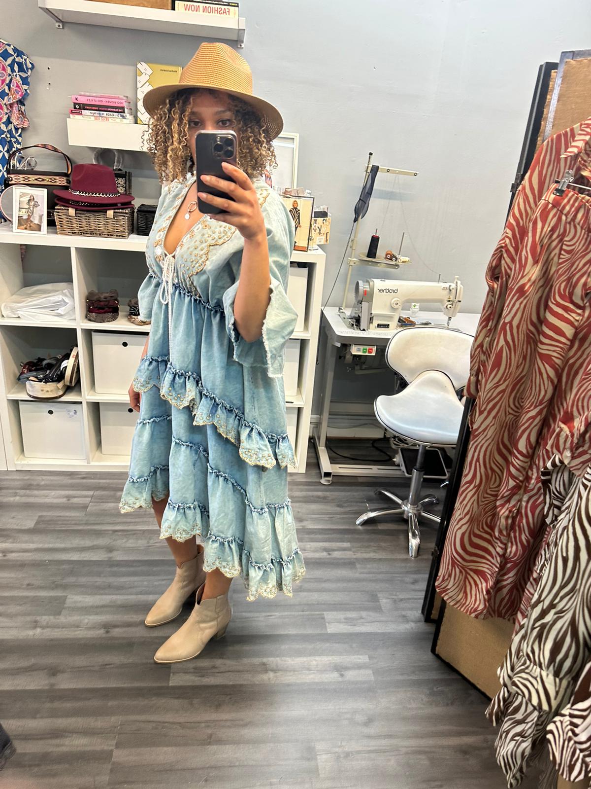 Denim Kaftan dress