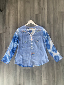 Blue beaded cotton top