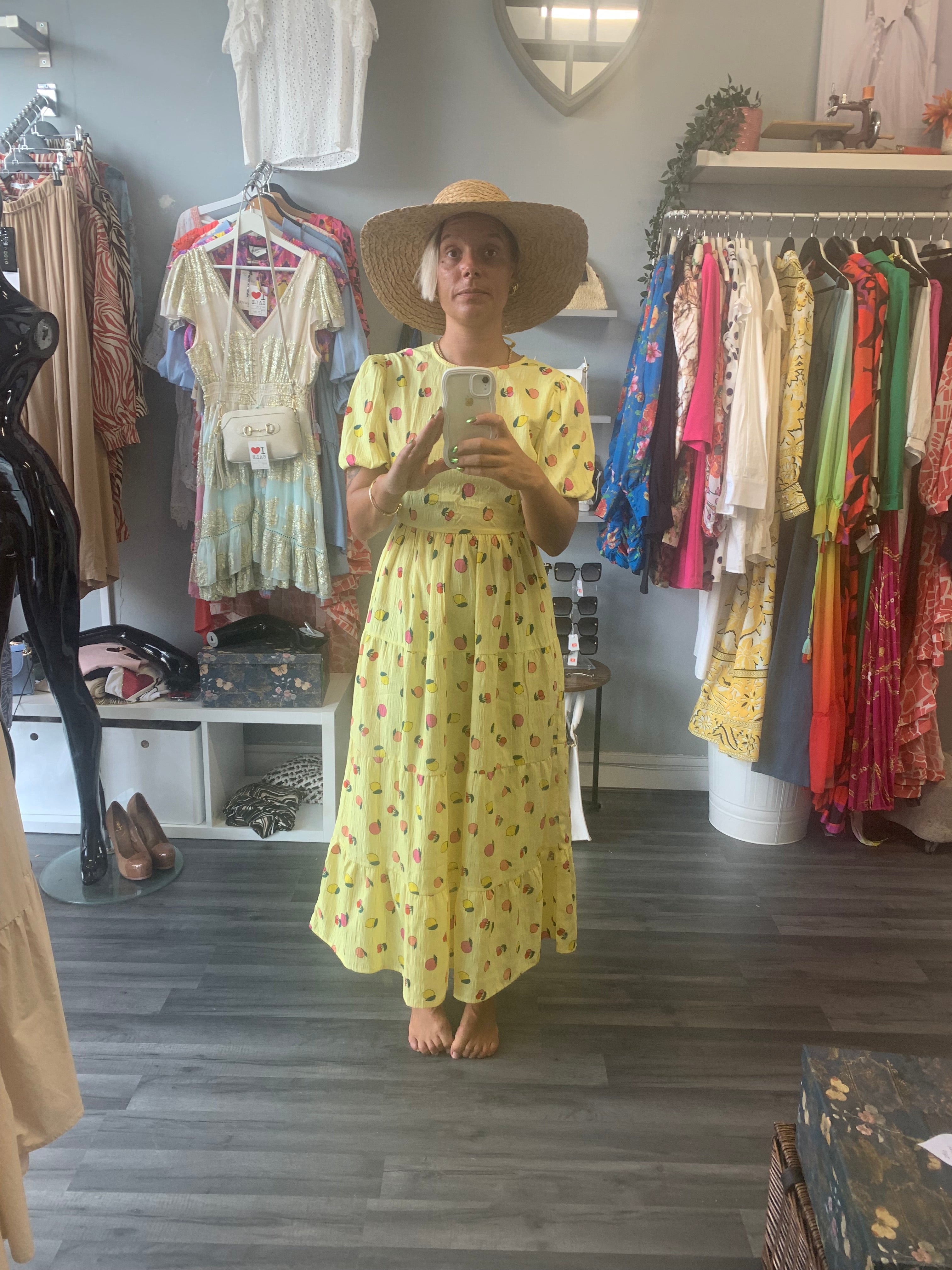 neon rose lemon dress Neon Rose Asos Neon Yellow Dress Neon Rose Open Back Midi Tiered Smock Dress In Lemon Fruit Print