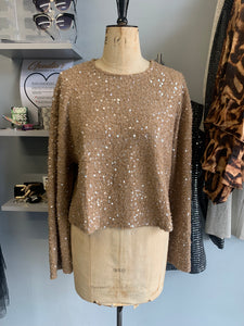 Sequin Tweed Long Sleeve Top