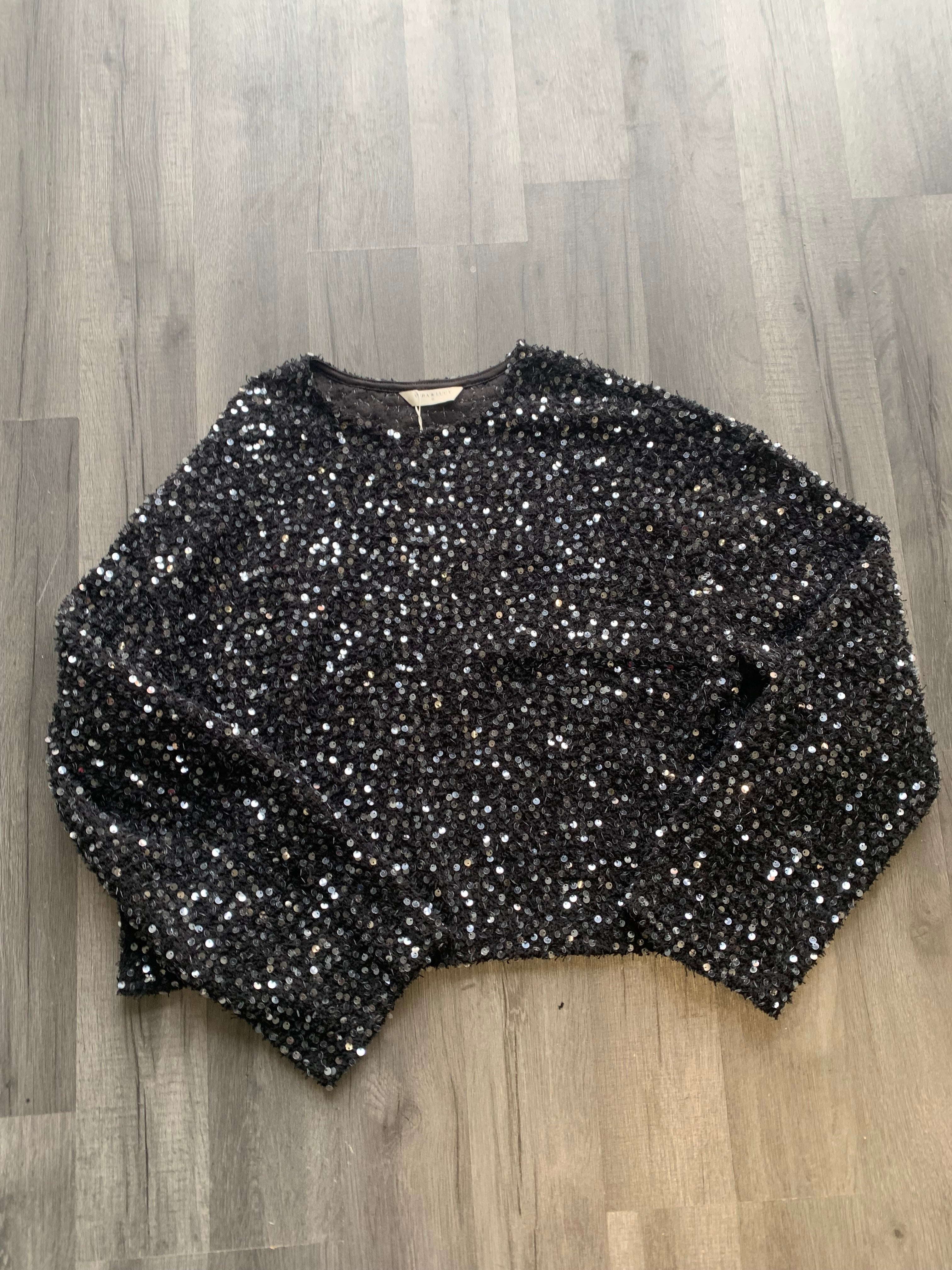 Sequin Tweed Long Sleeve Top