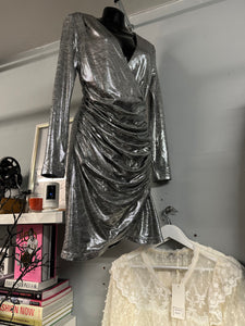 Silver Body-con Ruched Dress