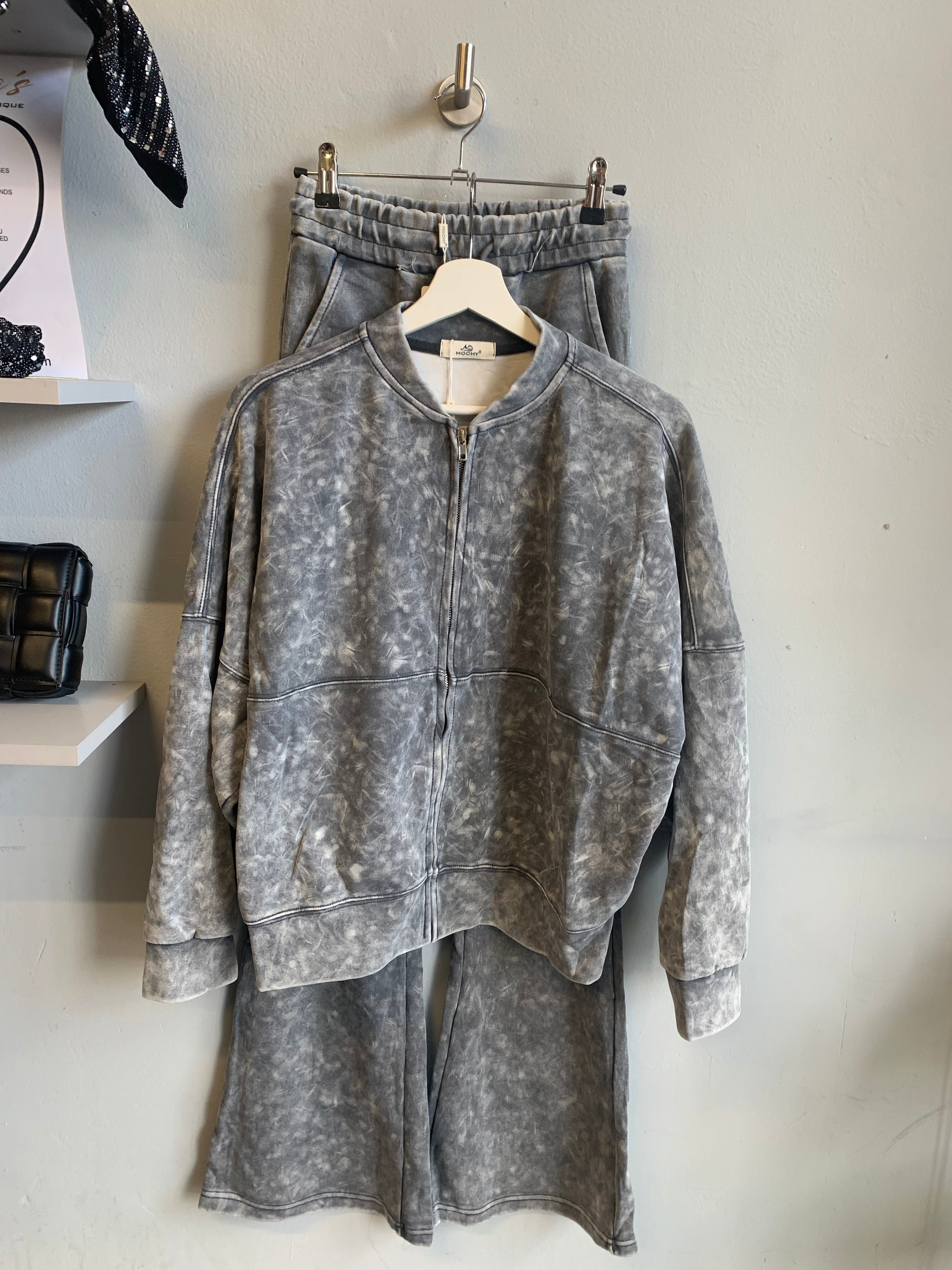 Acid wash oversized bomber jacket