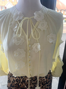 Yellow flower detailed blouse