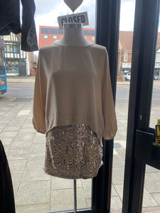 Sheer blouse and sequin skirt set