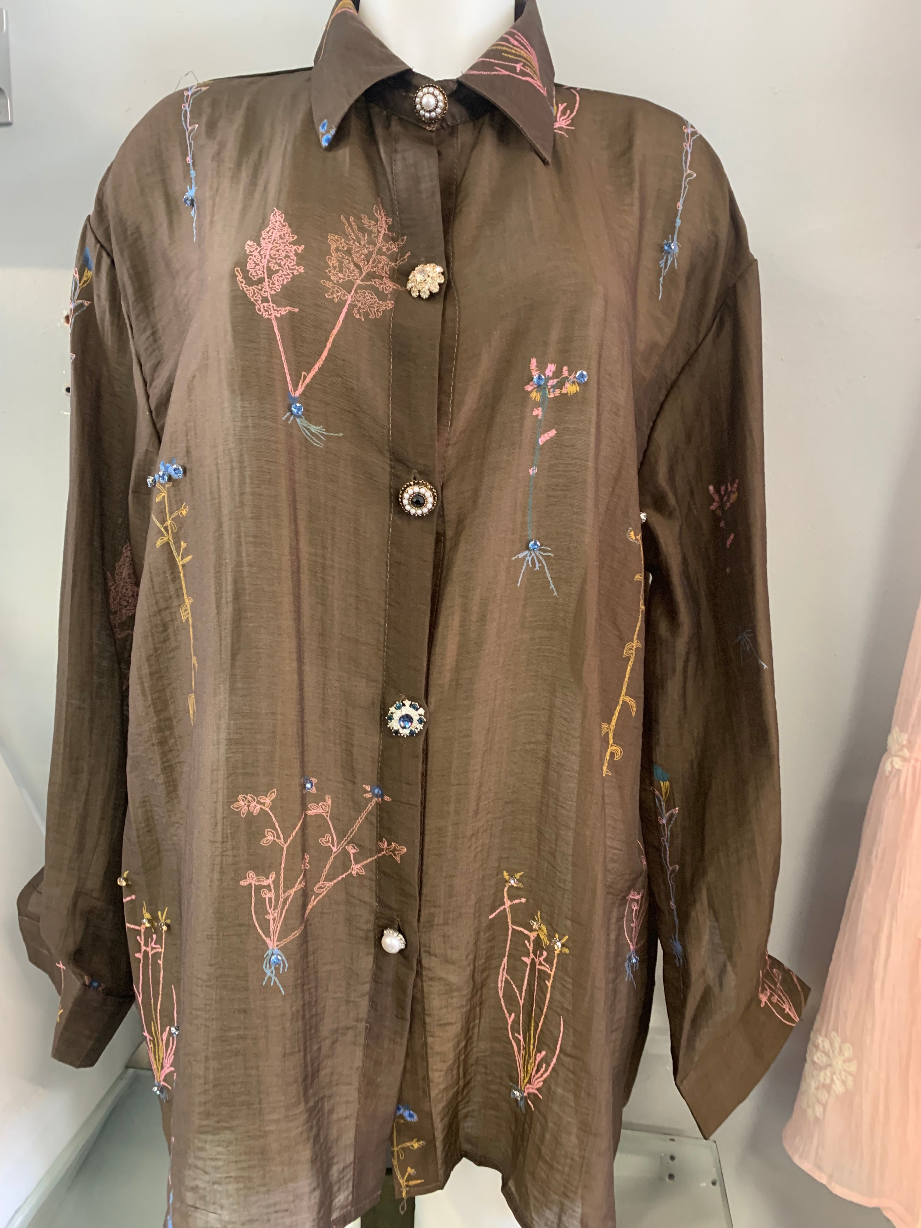 Brown detailed shirt