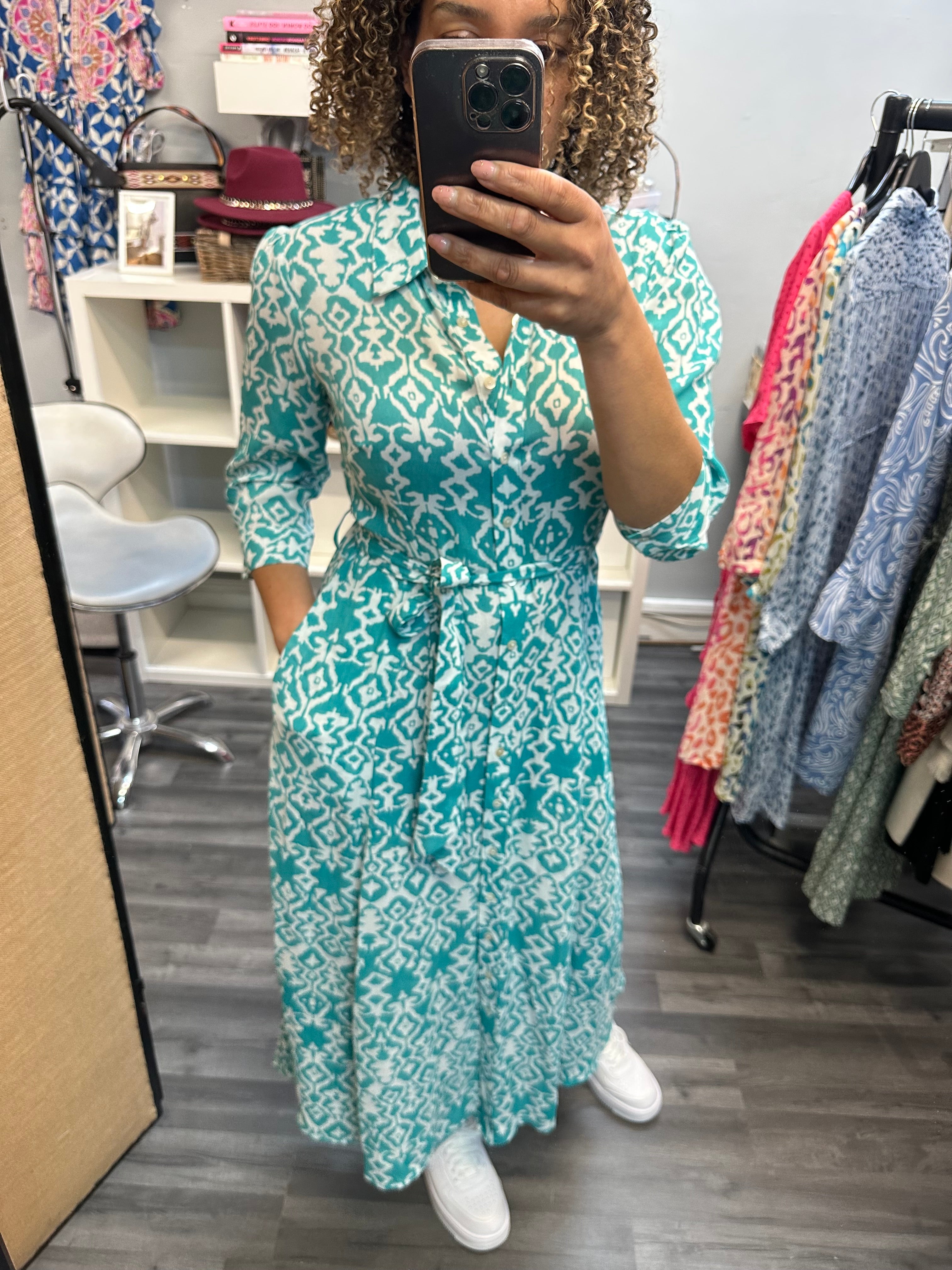 Pomodoro green shirt maxi dress