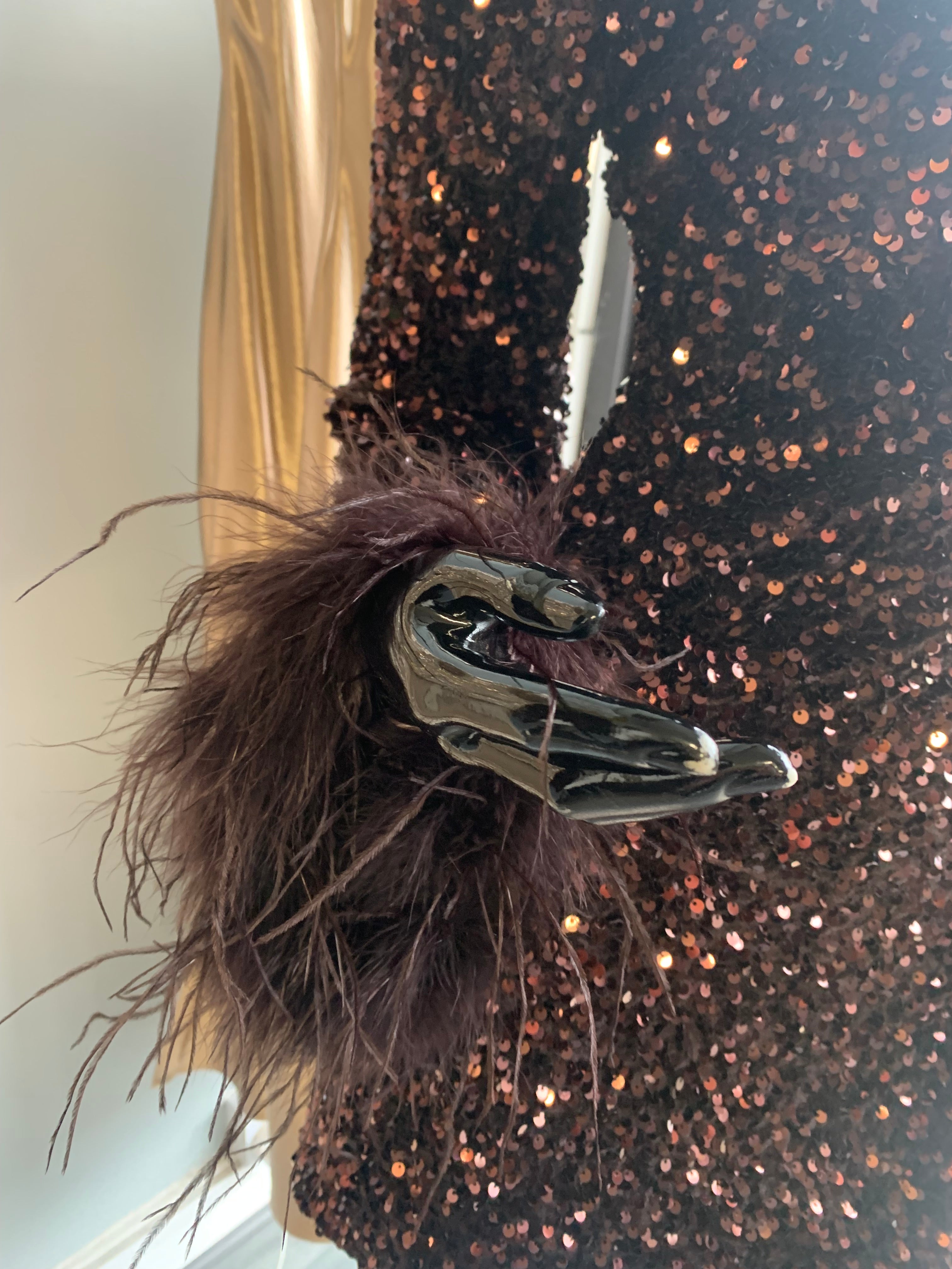 Brown sequin mini dress