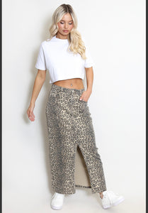 Leopard print high waist skirt