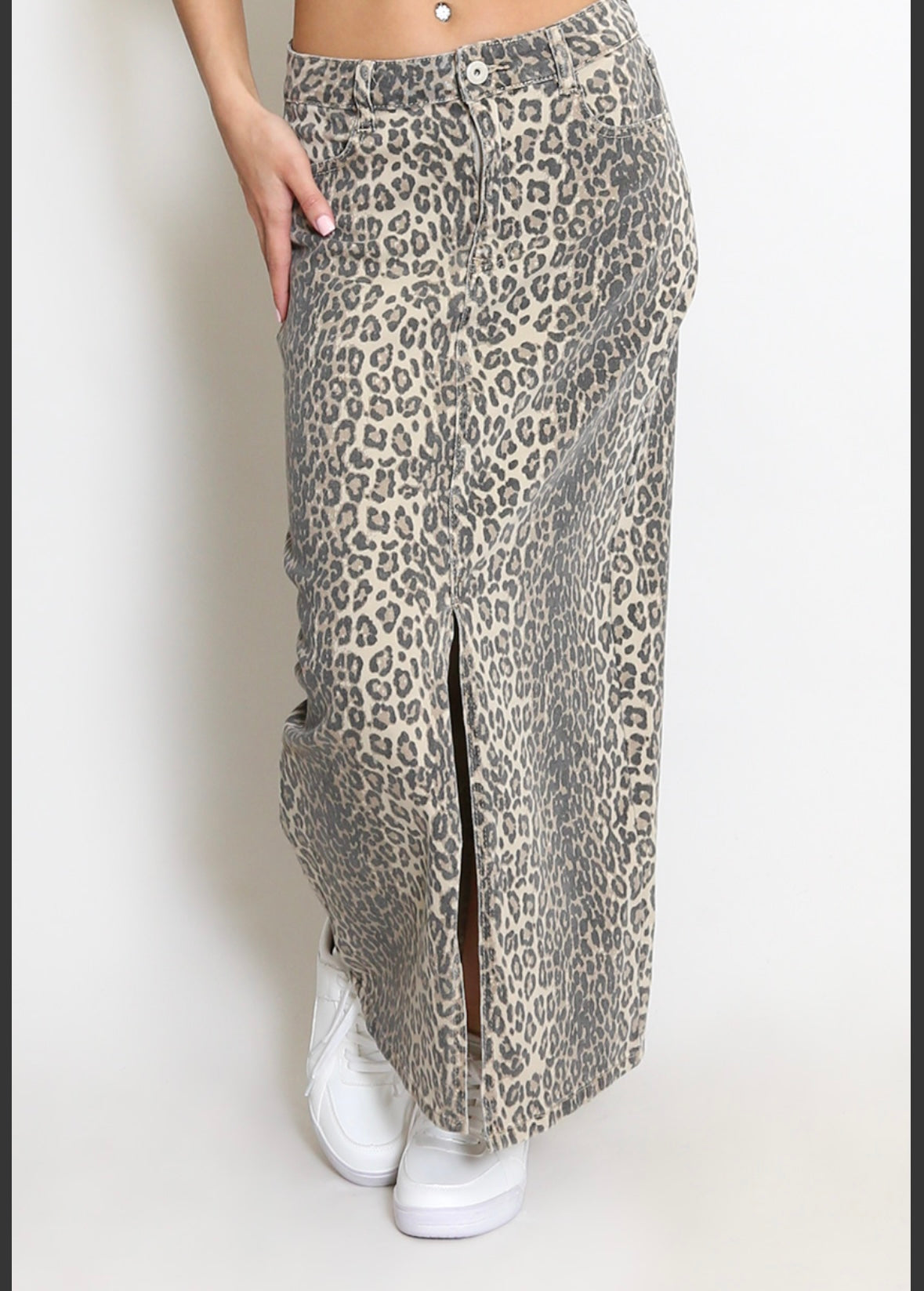 Leopard print high waist skirt