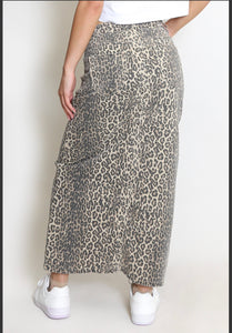 Leopard print high waist skirt