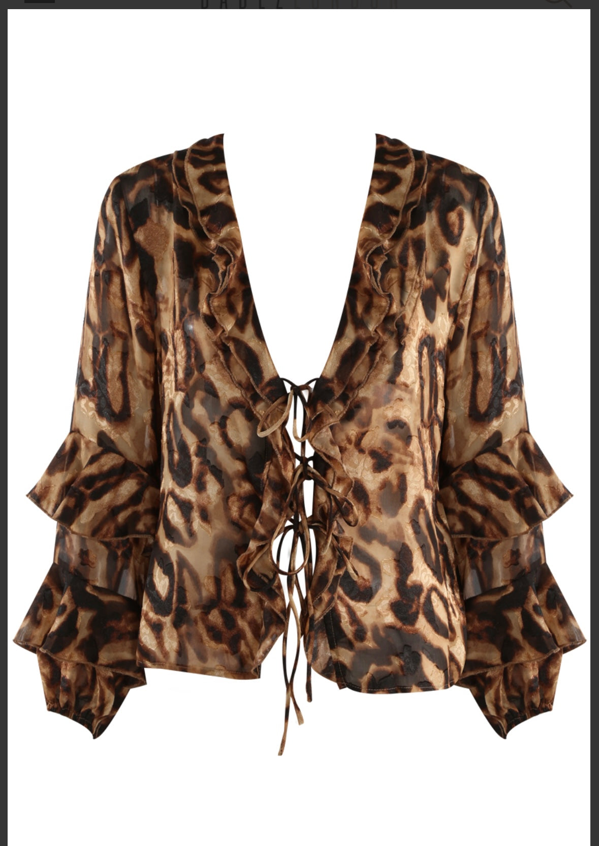 Leopard print tie blouse