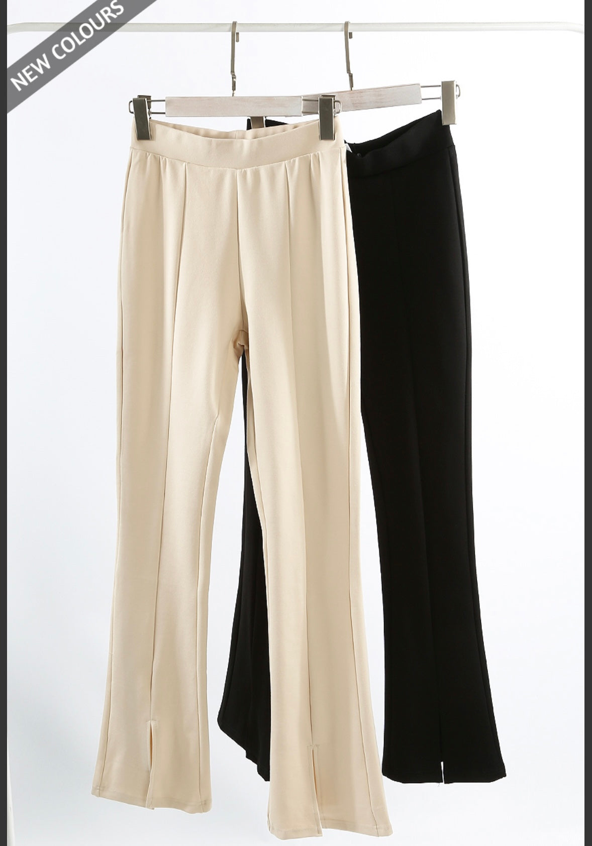 High waist ankle slit flare trousers