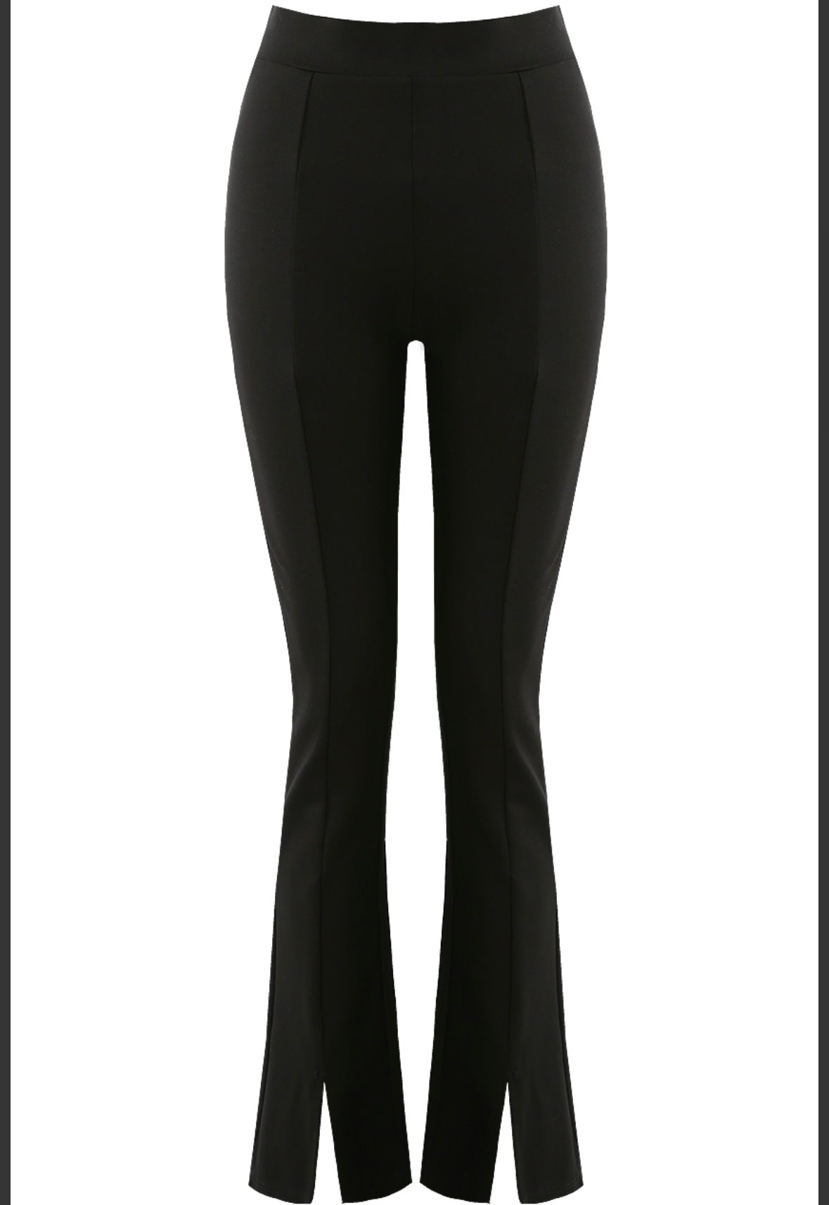 High waist ankle slit flare trousers