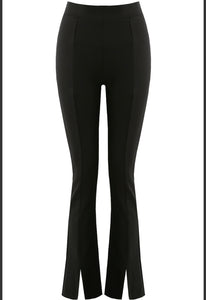 High waist ankle slit flare trousers