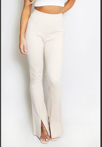 High waist ankle slit flare trousers