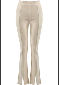 High waist ankle slit flare trousers