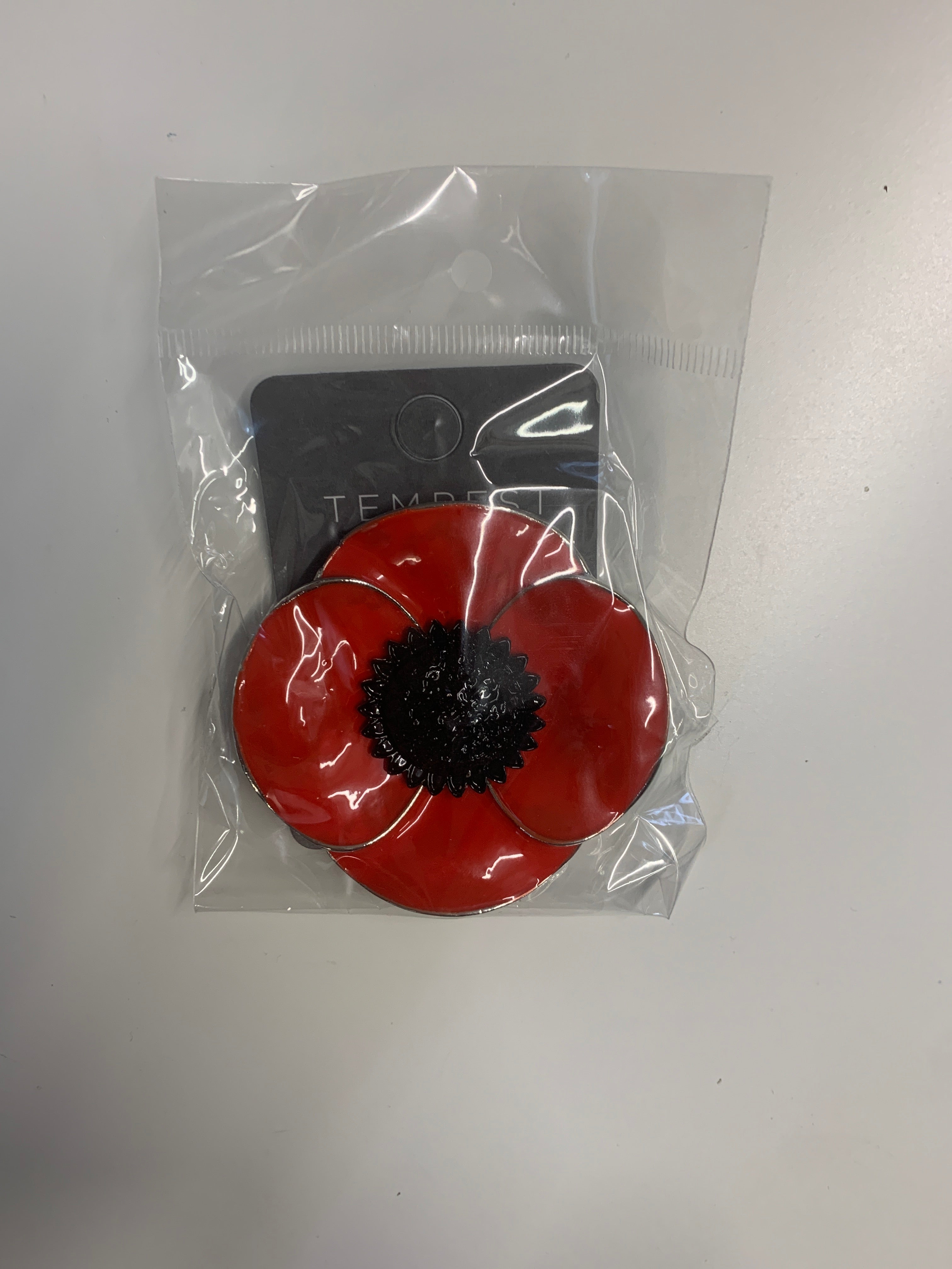 Enamel poppy brooch