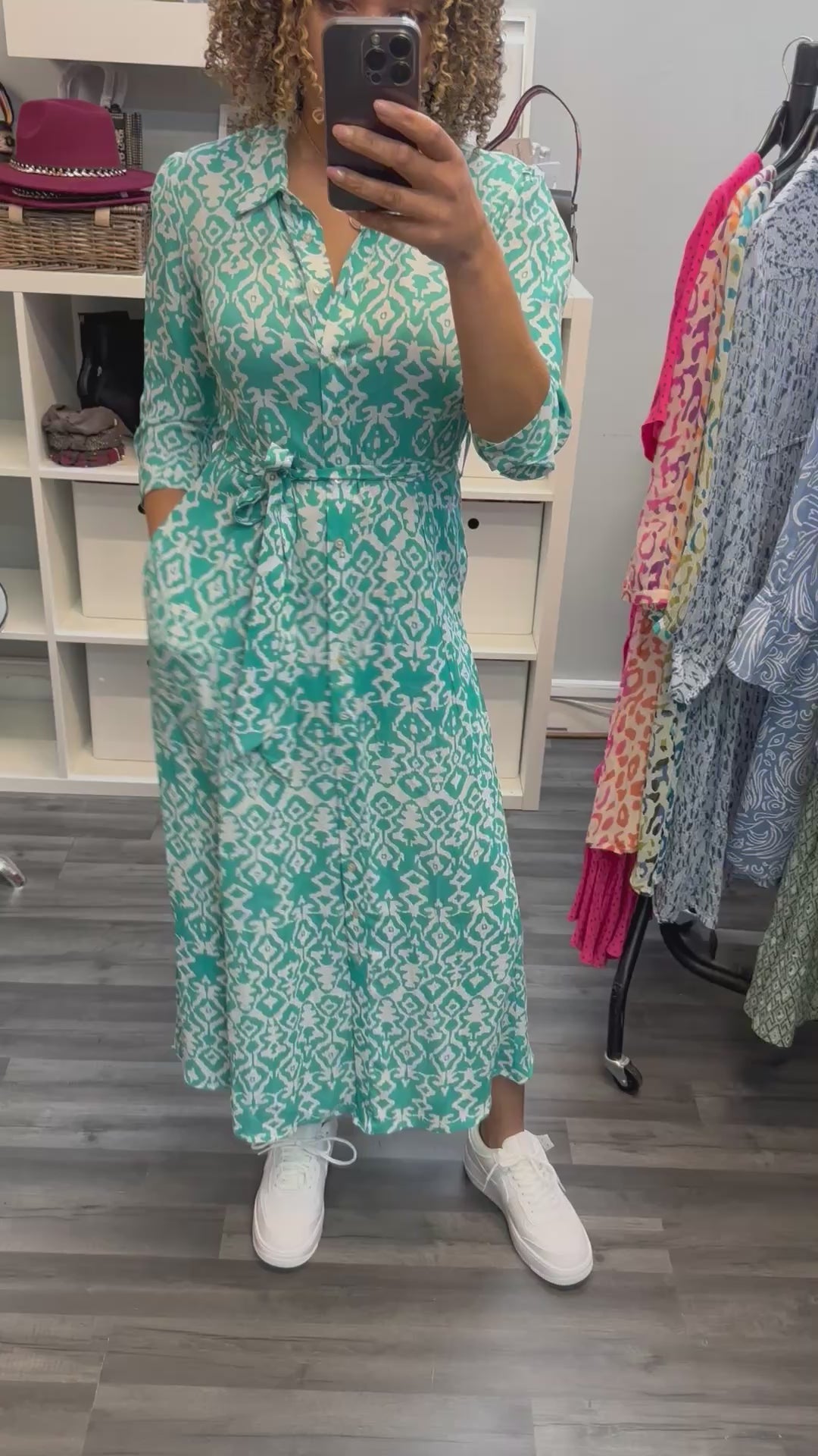 Pomodoro green shirt maxi dress