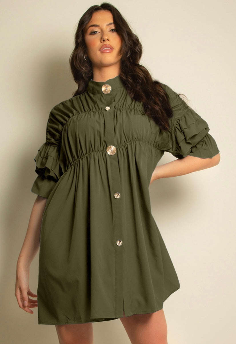 Ruched shop frill dress