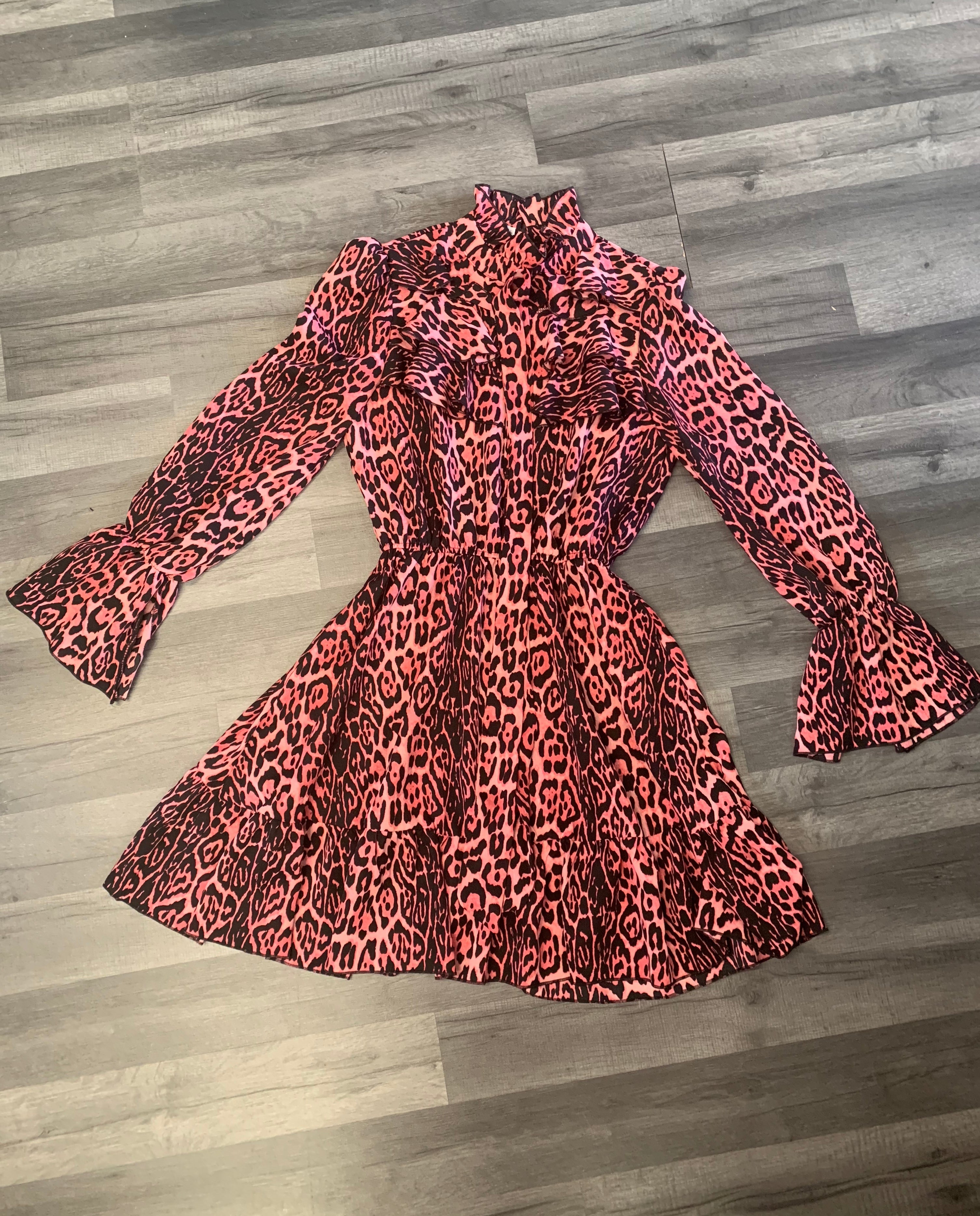 Leopard Print Ruffle Dress