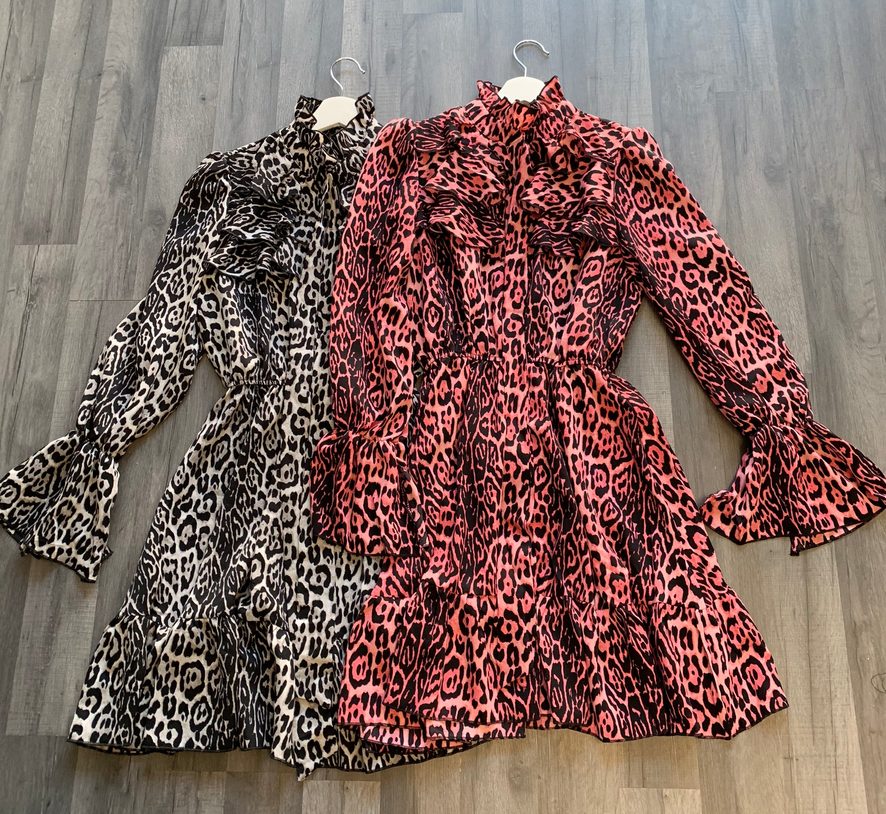 Leopard Print Ruffle Dress