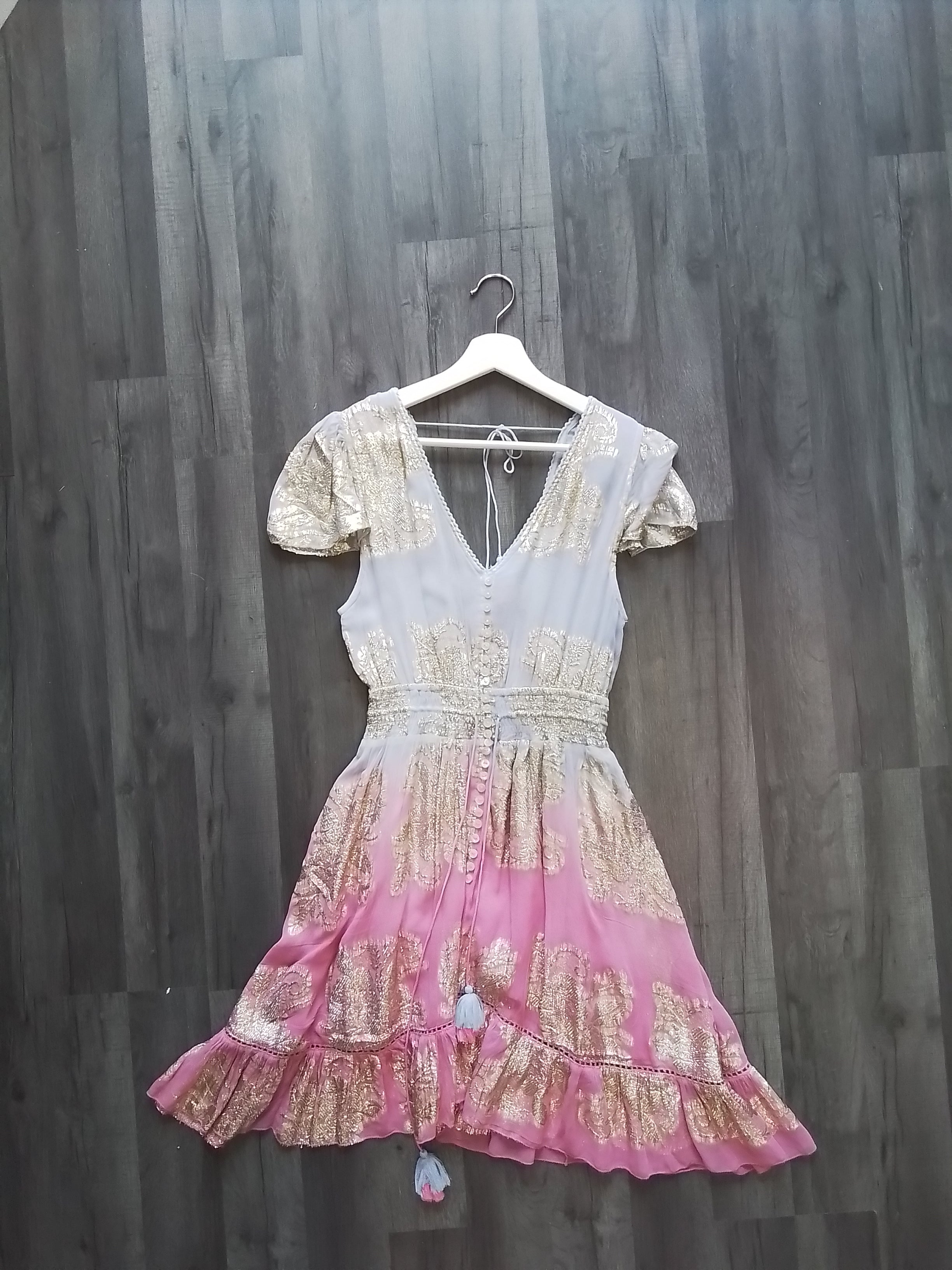 Gold leaf mini ombré dress