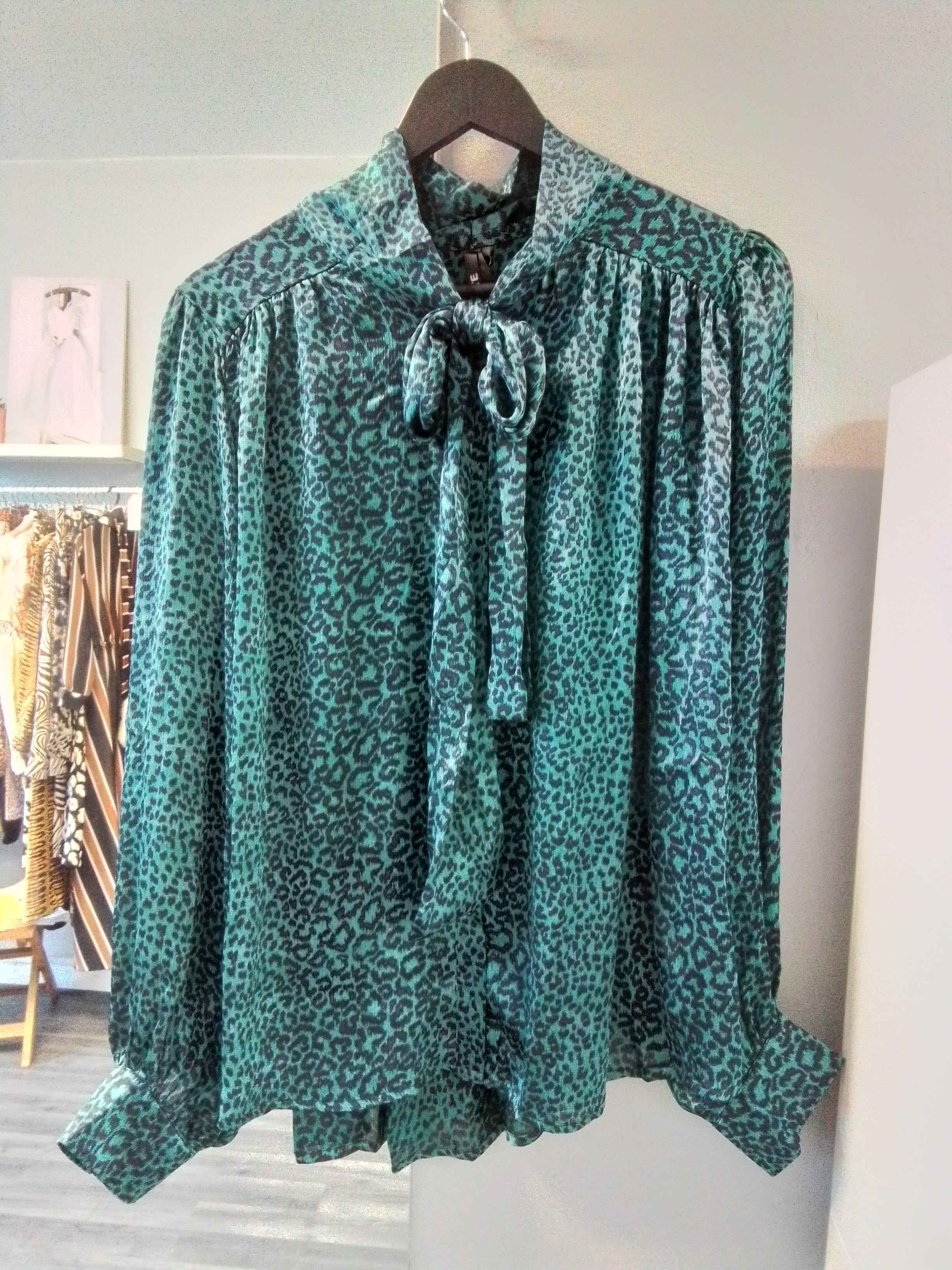 Blue leopard print blouse