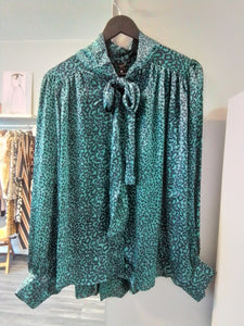 Blue leopard print blouse