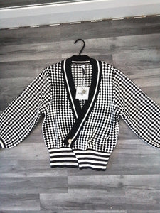 Checked knit cardigan