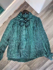 Blue leopard print blouse