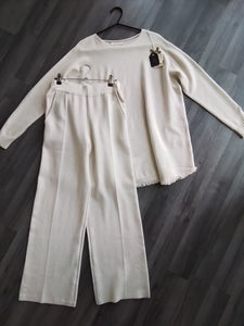 Cream fine knit loungewear set