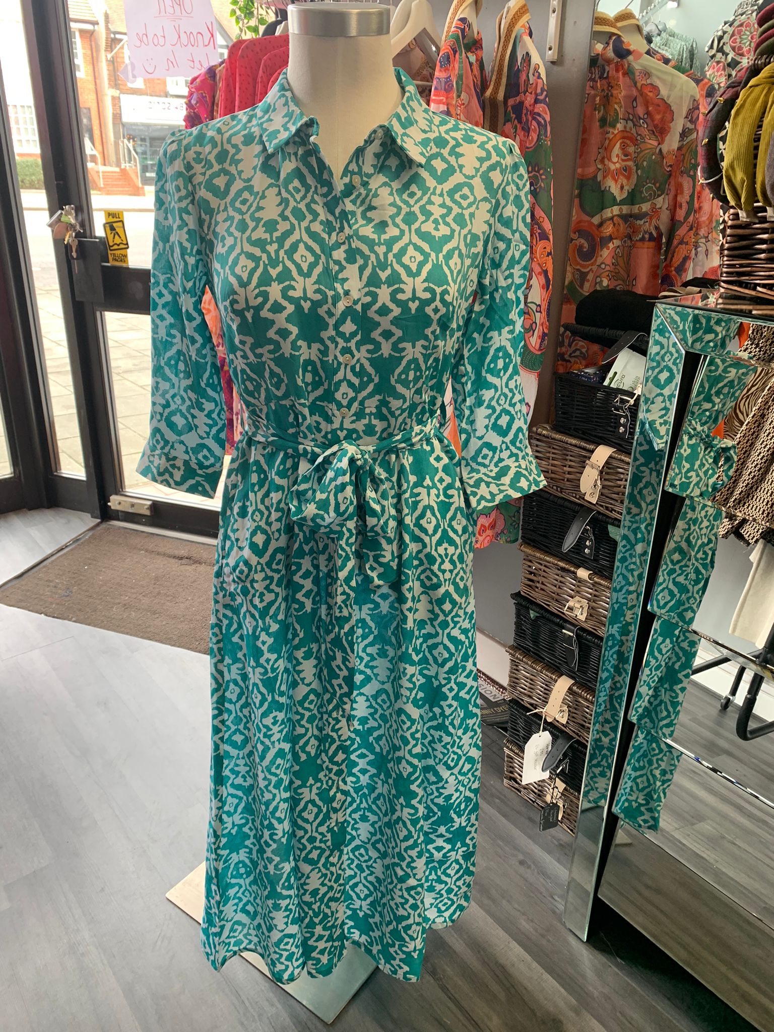 Pomodoro green shirt maxi dress