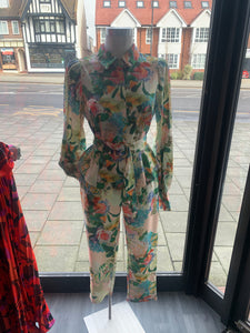 Floral print trousers and shirt set