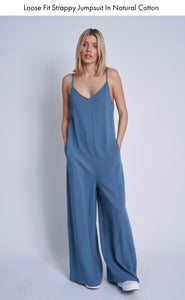 Loose Fit Strappy Jumpsuit In Natural Cotton