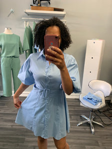 Shirt Puff Sleeve Dress