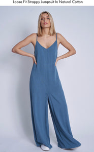 Loose Fit Strappy Jumpsuit In Natural Cotton