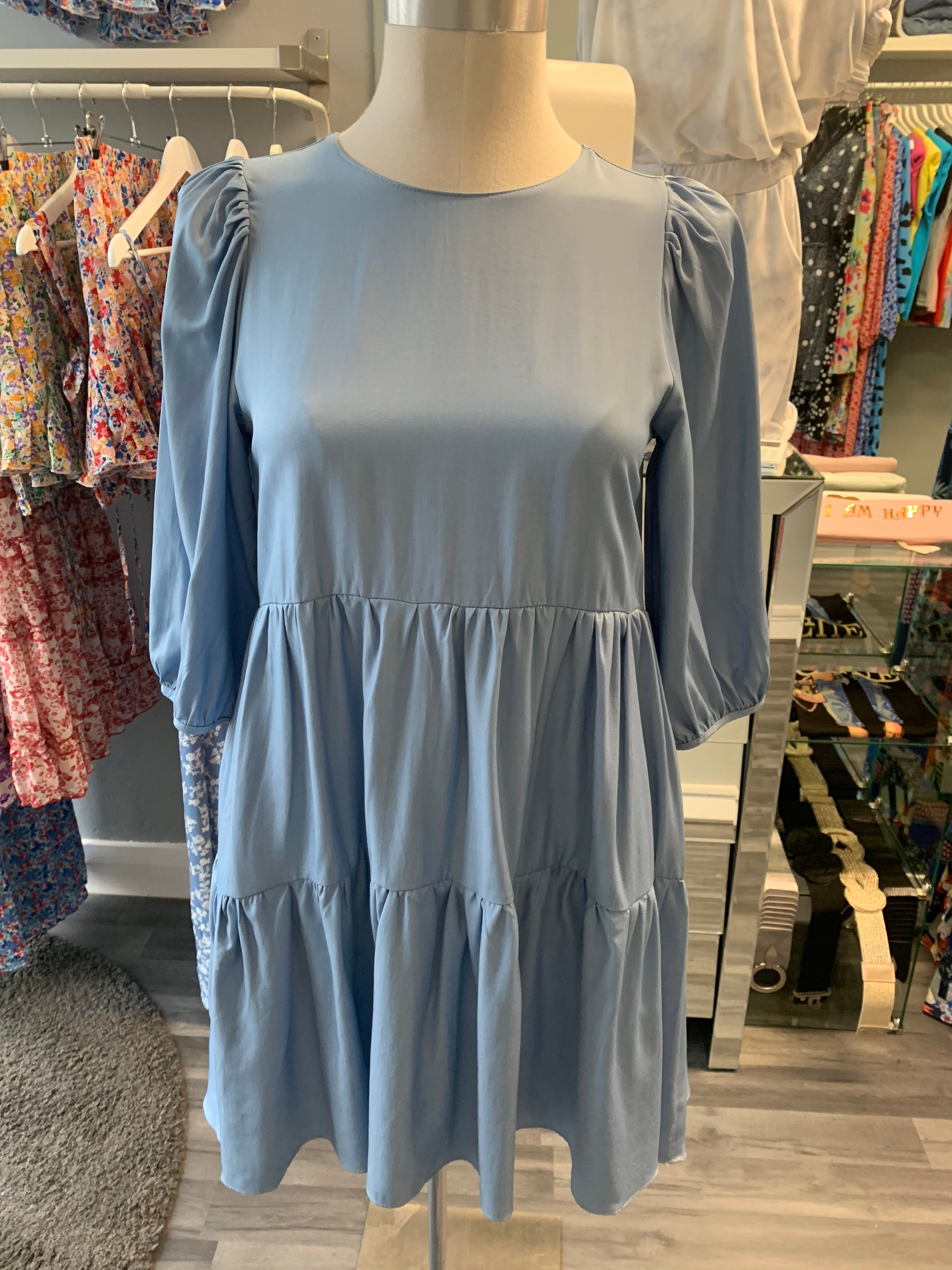 S/S Blue Smock Dress