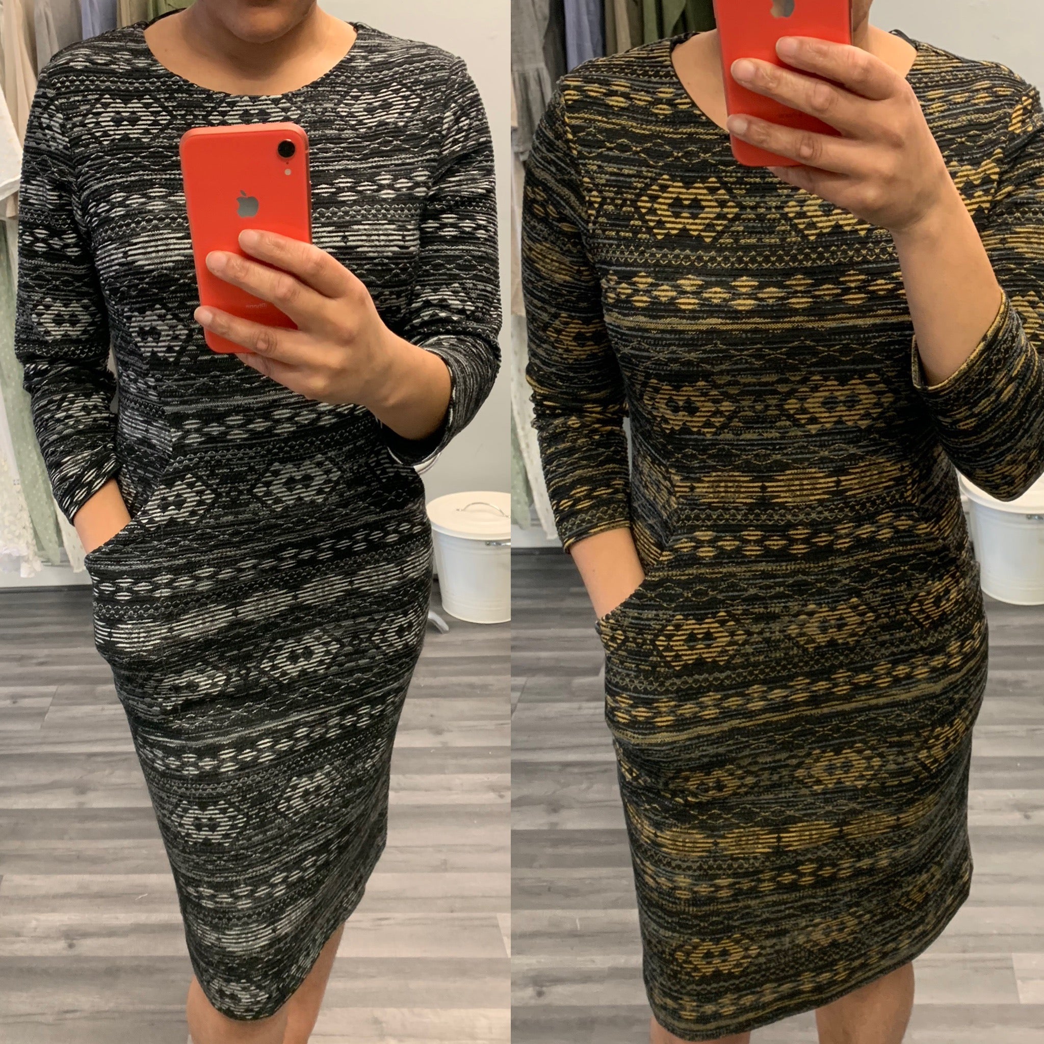 Pomodoro Mustard Or Grey Dress