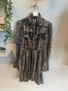 Leopard Print Ruffle Dress