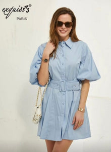 Shirt Puff Sleeve Dress