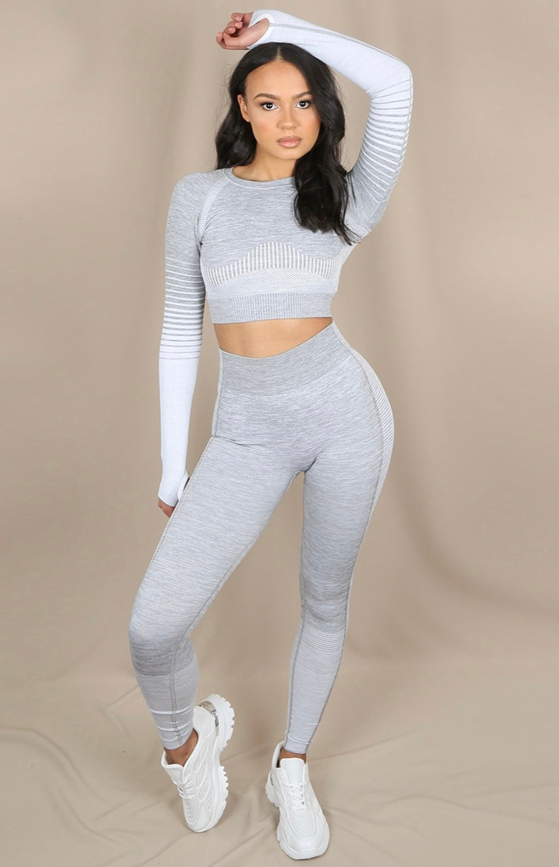 Gym Set Cropped Long Sleeve top & Leggins