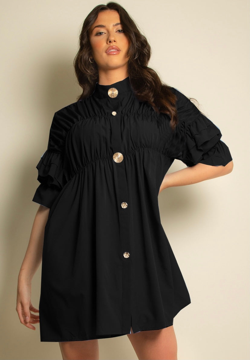 Ruffle sleeve shirt clearance dress