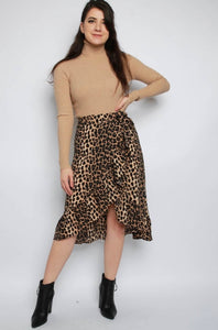 Leopard Midi Wrap Skirt