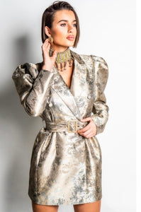 Metallic Blazer dress with belt