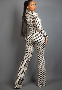 Chain Print Flared Trousers