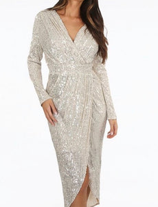 Wrap Up Sequin Midi Dress