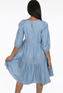 S/S Blue Smock Dress